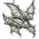two headed bat hanging upside down tattoo design idea