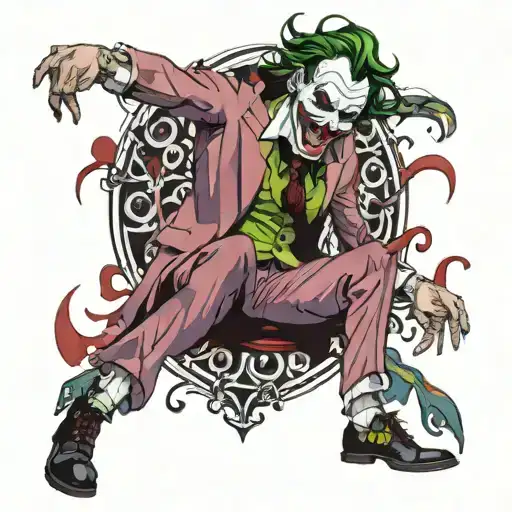 joker anime laughing crazy  full body   tattoo design idea