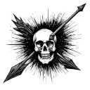 Skull dart arrow tattoo design idea