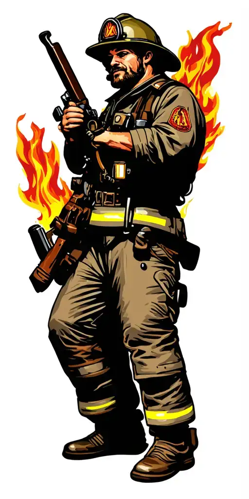 wildland firefighter fighting tattoo design idea
