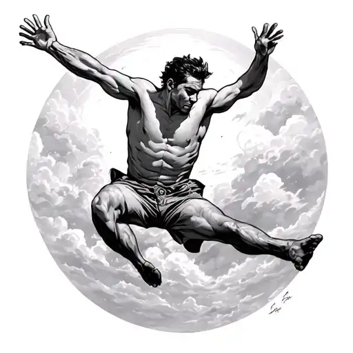 man falling from the sky tattoo design idea