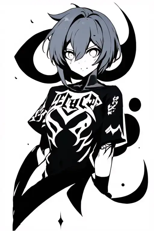 Igris from the anime "Level Up Alone" waist-high with bright eyes tattoo design idea