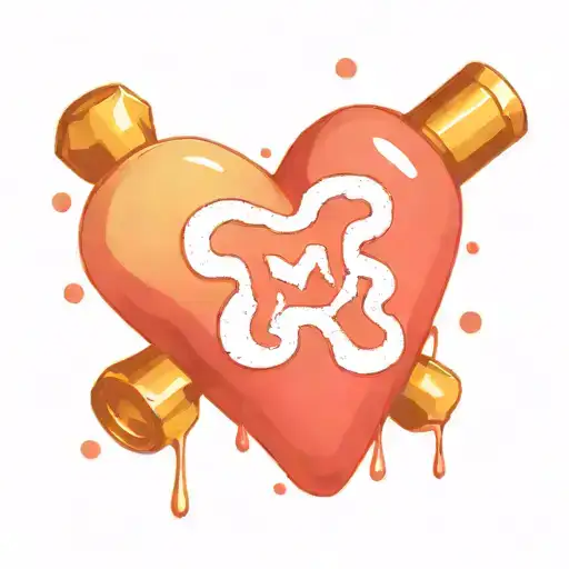 cartoon heart shaped love bomb stitched up and brass knuckles  tattoo design idea