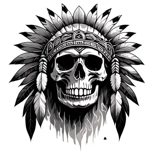 Native American Skull tattoo design idea