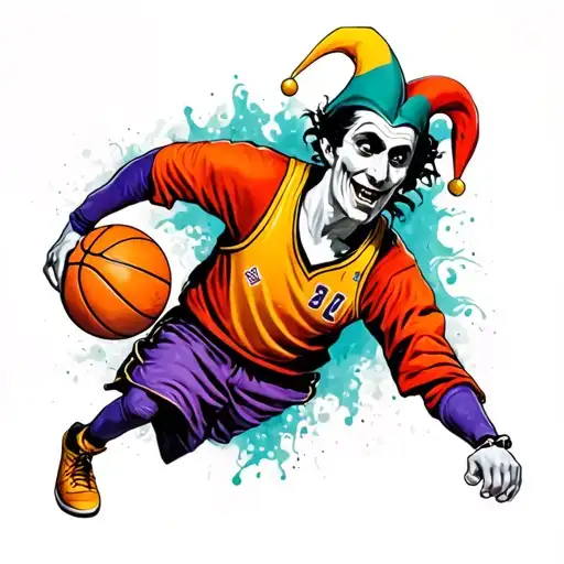 basketball court jester tattoo design idea