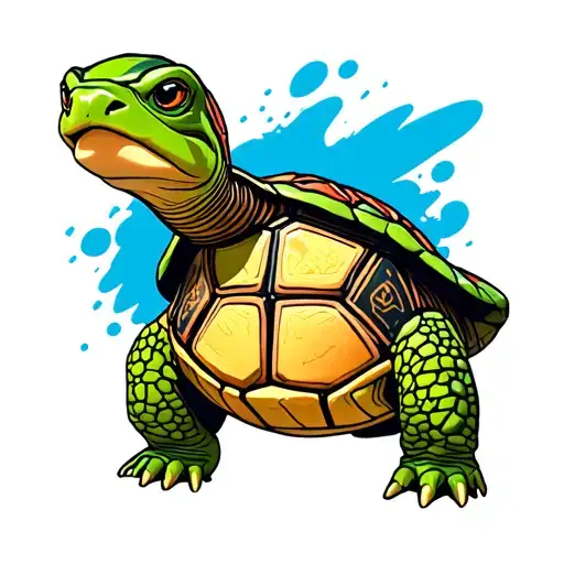 PS5 gamer turtle tattoo design idea