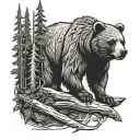 forest bear knife tattoo design idea