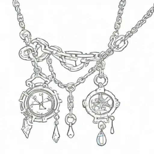 two chains with a vivienne westwood charm hanging tattoo design idea