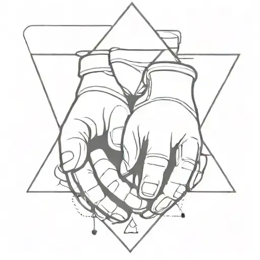 bjj triangle with mma gloves inside it tattoo design idea