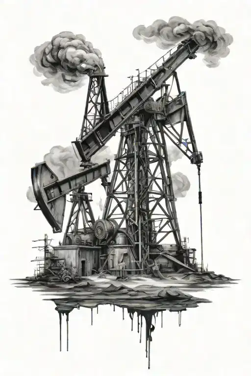oilfield landscape scene tattoo design idea