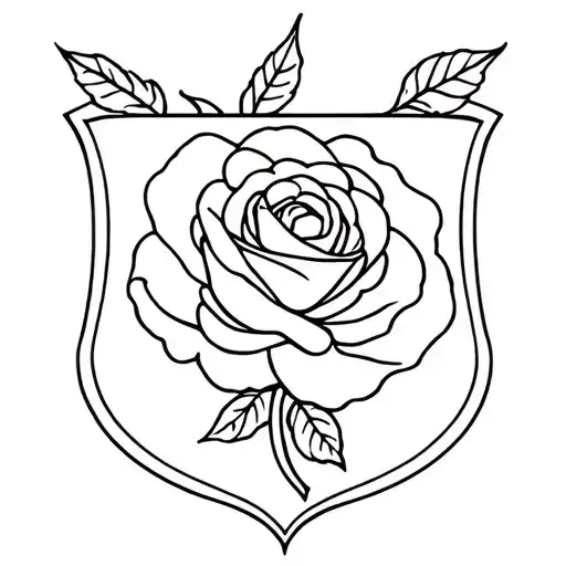 Portuguese Crest holding a white rose tattoo design idea