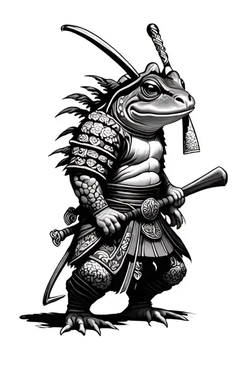 Toad samurai Japaness tattoo design idea
