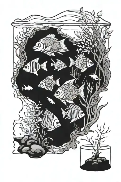 aquarium and pisis tattoo design idea