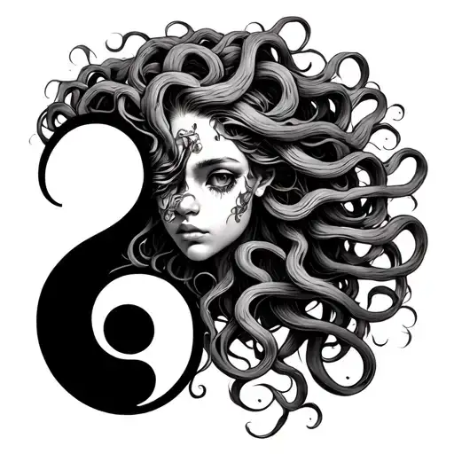 medusa tatoo with semicolon incorporated tattoo design idea