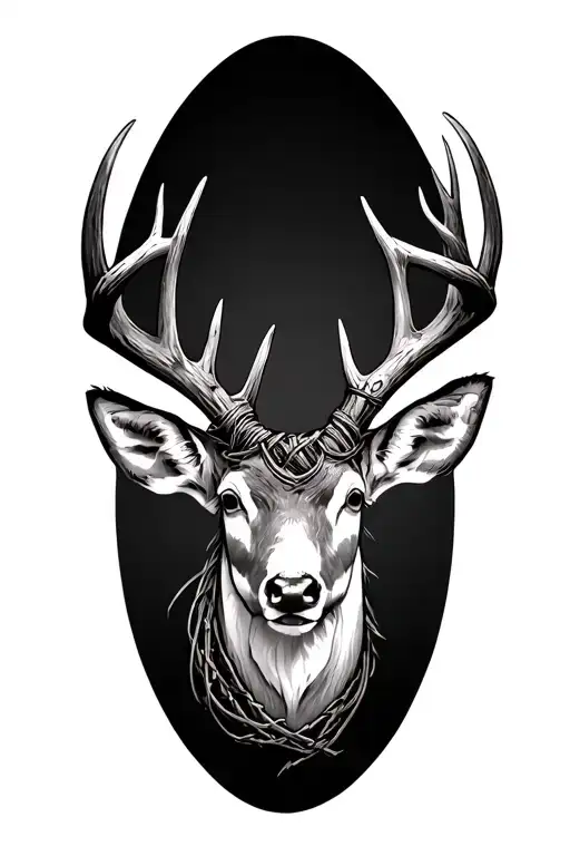 deer antlers 8 points, barb wire wrapped tattoo design idea