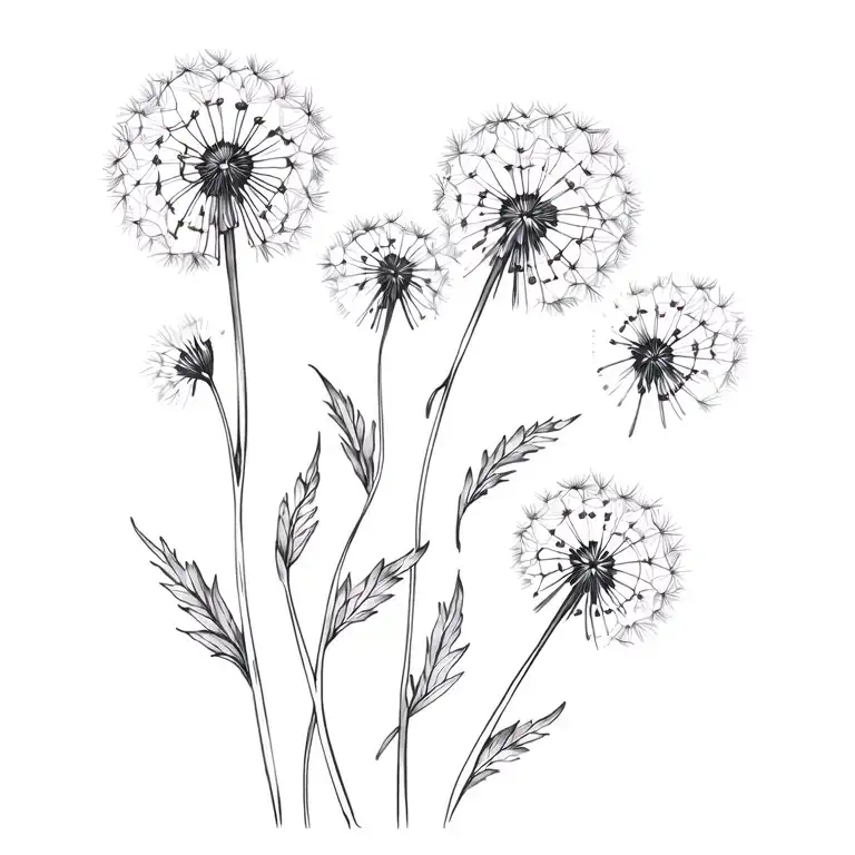 dandelions intertwined tattoo design idea