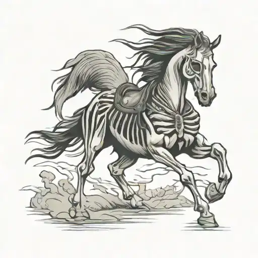dead horse creek skeleton horse running tattoo design idea