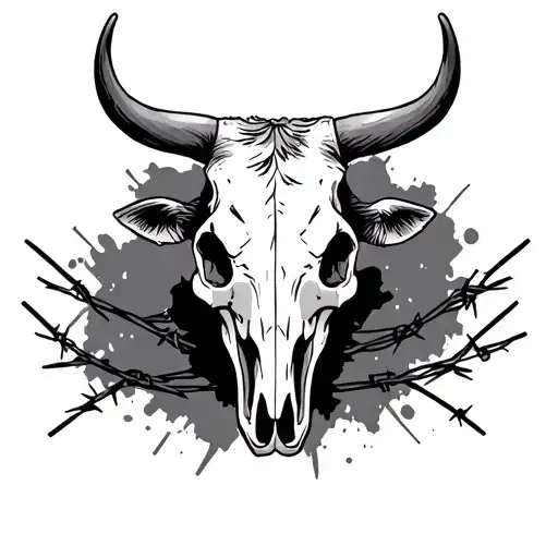 Cow Skull With Barbed Wire tattoo design idea