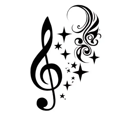 treble clef with stars tattoo design idea