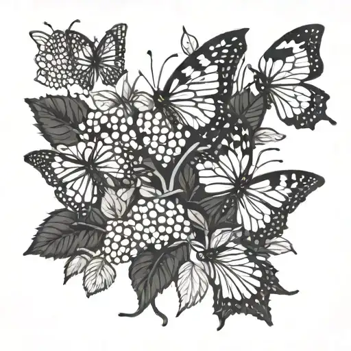 blackberry bush and butterflies tattoo design idea