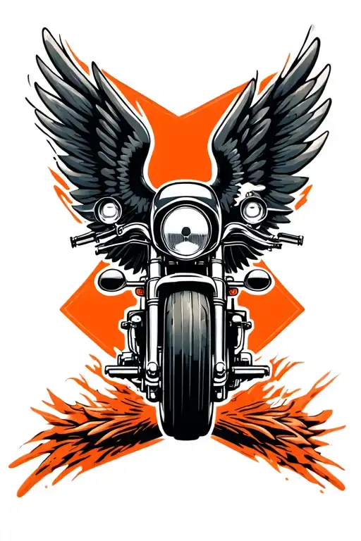 “MOTOR” MOTOR CYCLE. TATTOO MOTORCYCLE WHEEL AND WINGS backwards fast movement tattoo design idea