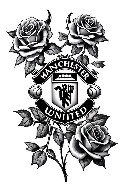 Manchester united devil and roses tattoo design idea