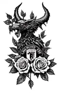Manchester united devil and roses tattoo design idea