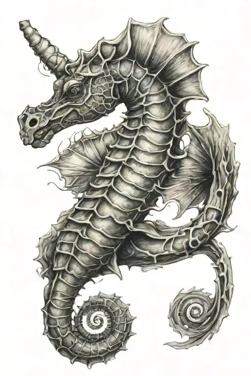 seahorse swimming tattoo design idea