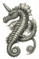 seahorse swimming tattoo design idea