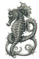 seahorse swimming tattoo design idea