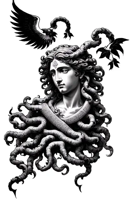 greek mythology inspired tattoo medusa , orthodox church tattoo design idea