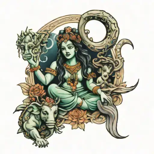 Hecate and Ganesha Protecting Mother Earth tattoo design idea