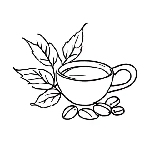caffeine  with coffee beans and coffee plant tattoo design idea
