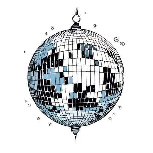 linework disco ball tattoo design idea