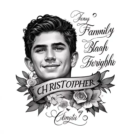 for a passed away family member with date 12/01/70 and name christopher tattoo design idea