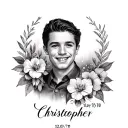 for a passed away family member with date 12/01/70 and name christopher tattoo design idea