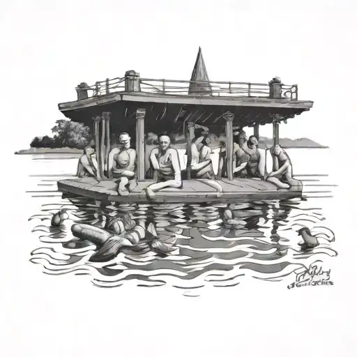 Ben is my friend Southsiders for life swimming in the lake big group of friends monument south siders tattoo design idea
