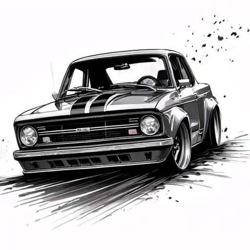 car drifting tattoo design idea