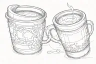 coffee cup different angle view tattoo design idea