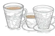 coffee cup different angle view tattoo design idea