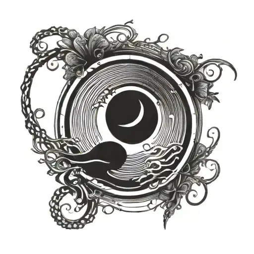 Enso zen circle with pause symbol inside tattoo design idea