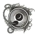 Enso zen circle with pause symbol inside tattoo design idea