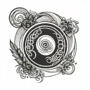 Enso zen circle with pause symbol inside tattoo design idea