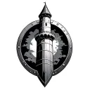round shield with tower inside it  tattoo design idea