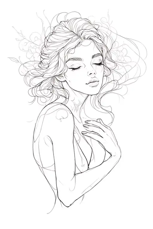 desire, lust, single line art design tattoo design idea