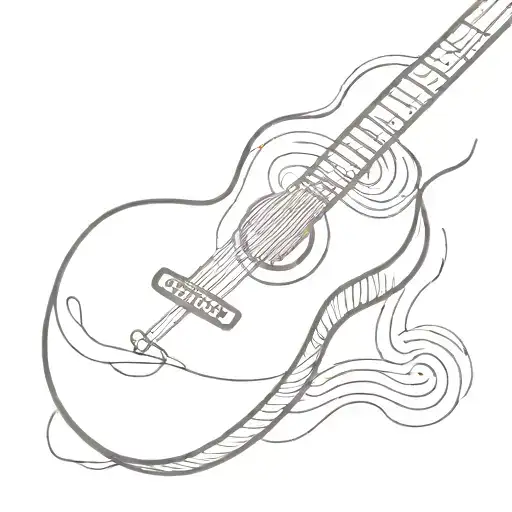 guitar and thumb print tattoo design idea