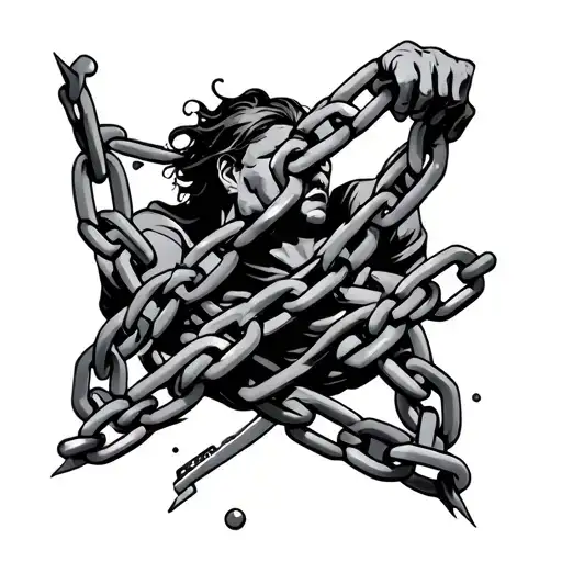 breaking free from chains symbolizing tattoo design idea