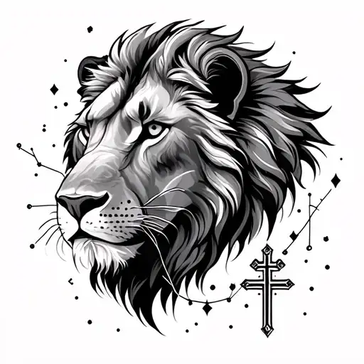 leo constellation cross tattoo tattoo design idea