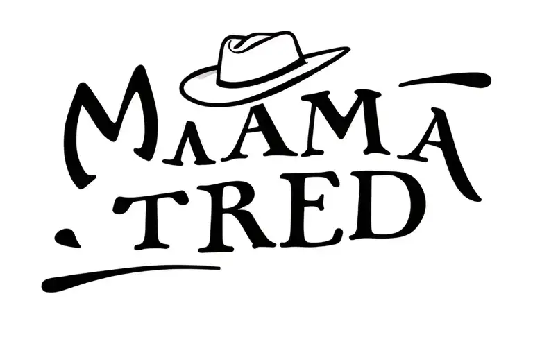 Western Font that says MAMA TRIED with a cowboy hat on top tattoo design idea