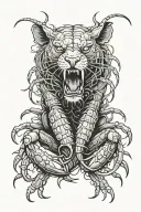 crayfish confronts lion tattoo design idea